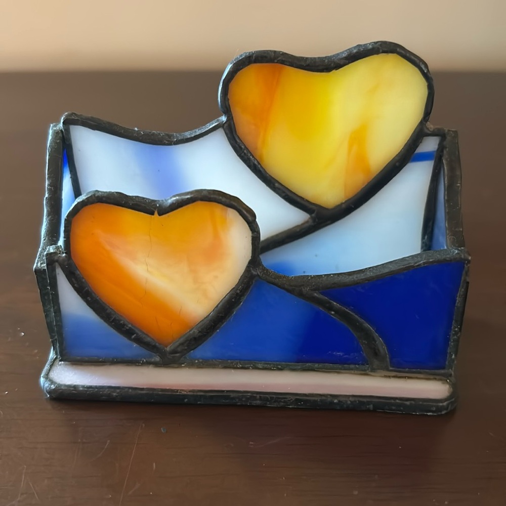 Stain Glass Double Heart Card Holder - Picture 2 of 15